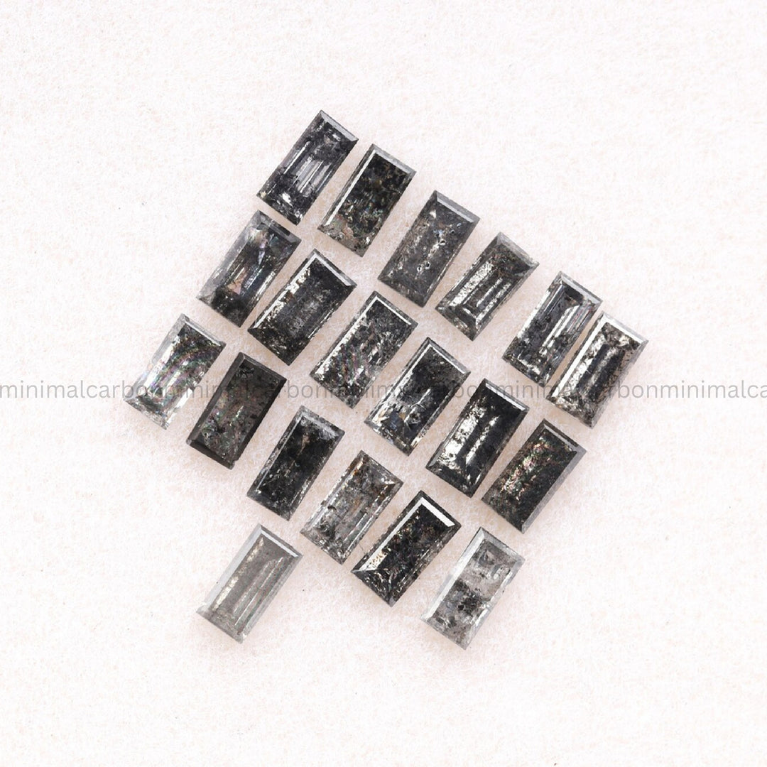 0.98 CT, 3.0 X 1.5 MM Salt And Pepper Baguette Cut Diamond