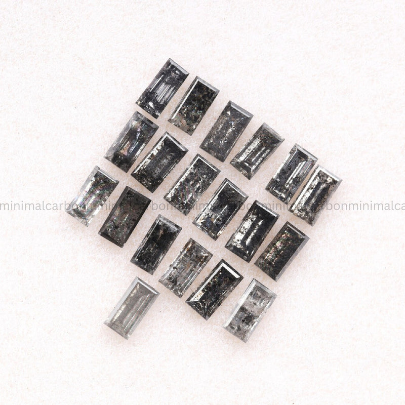 0.98 CT, 3.0 X 1.5 MM Salt And Pepper Baguette Cut Diamond