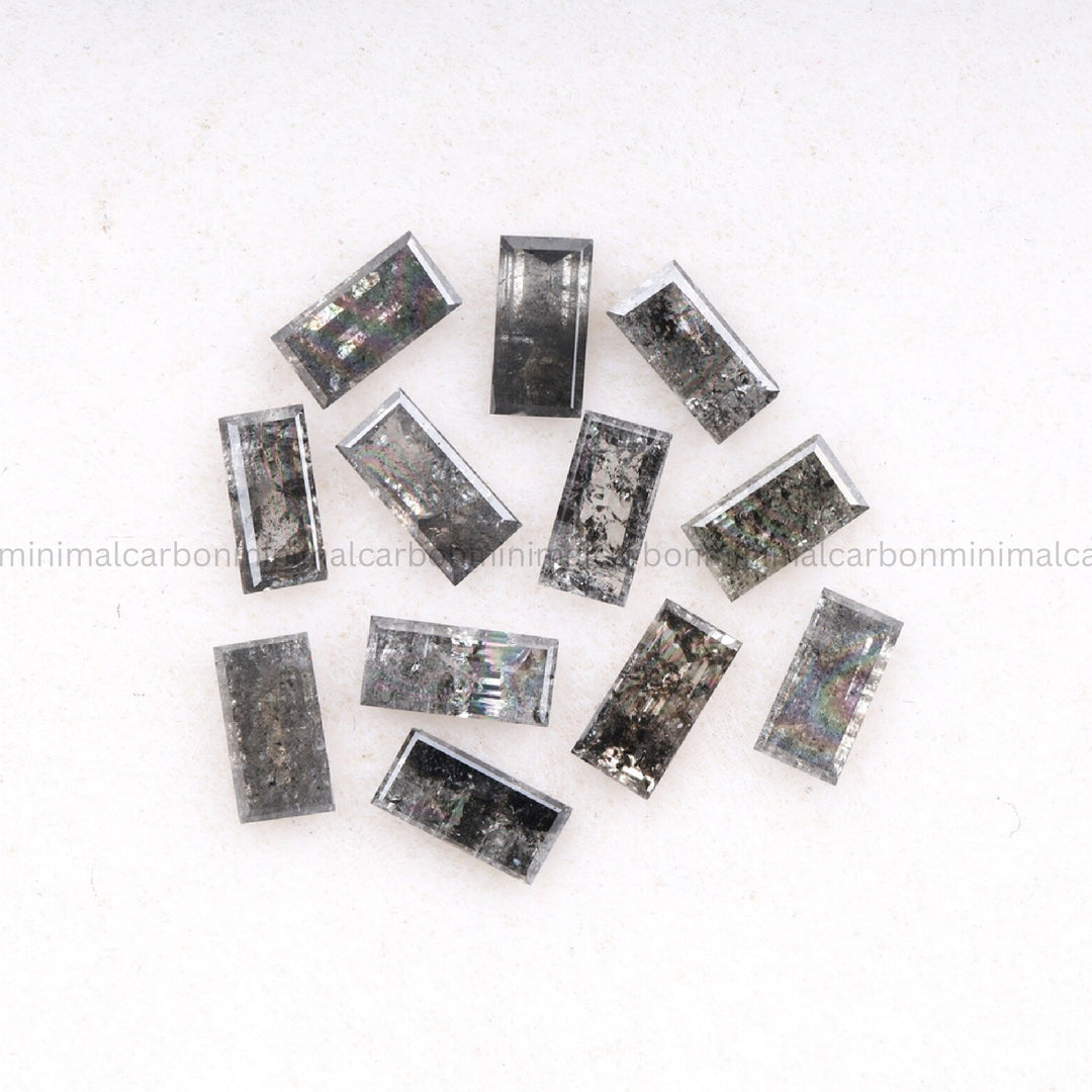 1.32 CT, 4.0 X 2.0 MM, Salt And Pepper Baguette Cut Diamond