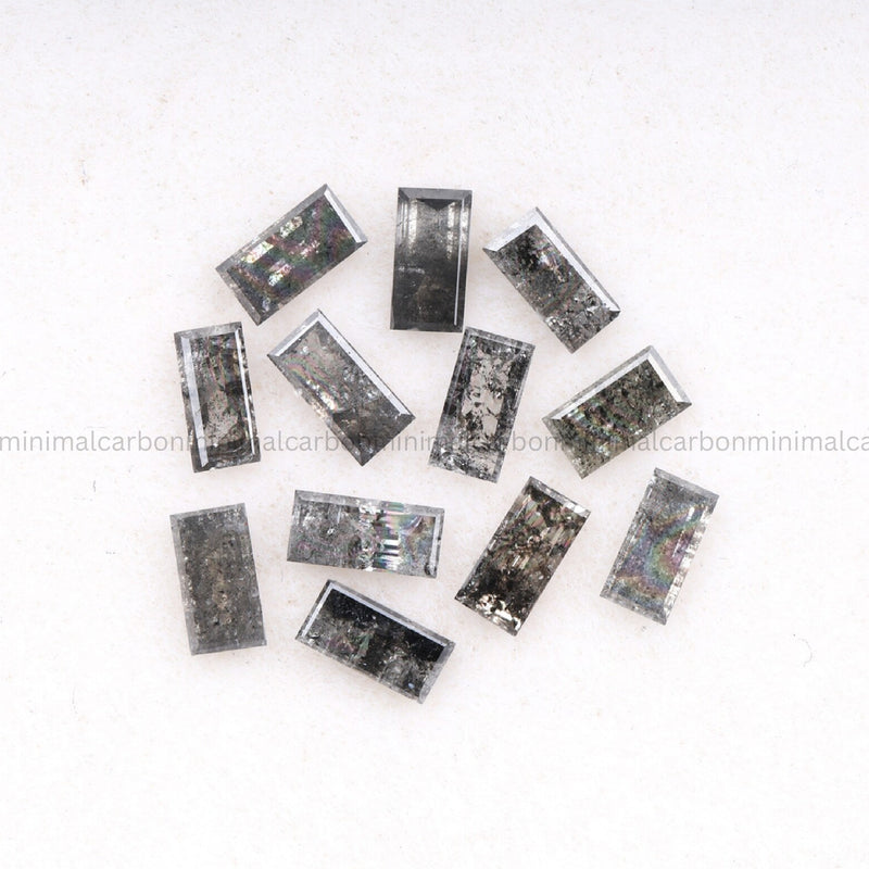 1.32 CT, 4.0 X 2.0 MM, Salt And Pepper Baguette Cut Diamond