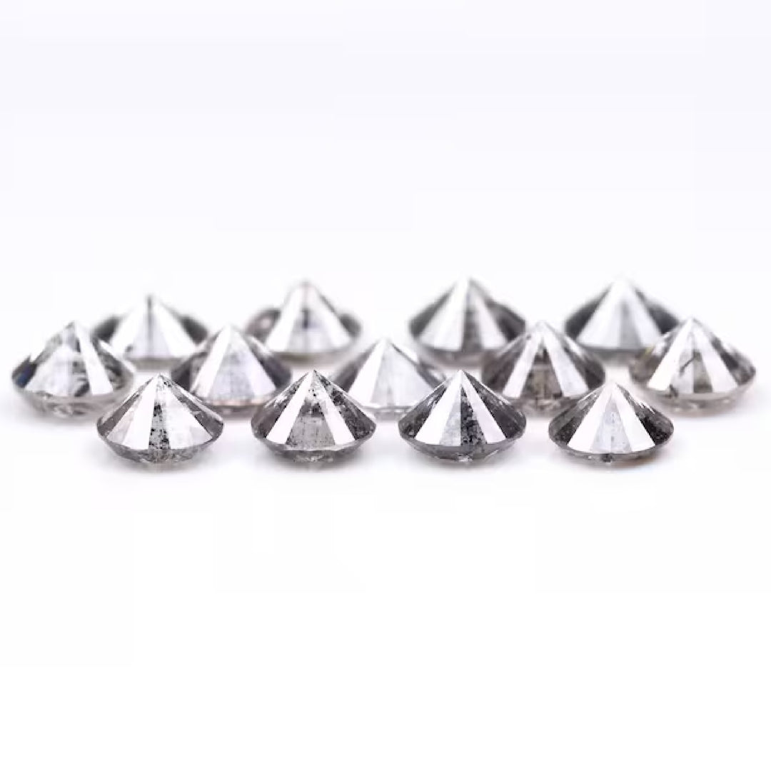 3.6 To 4.0 MM - Salt And Pepper Round Brilliant Cut Diamond - Minimal Carbon