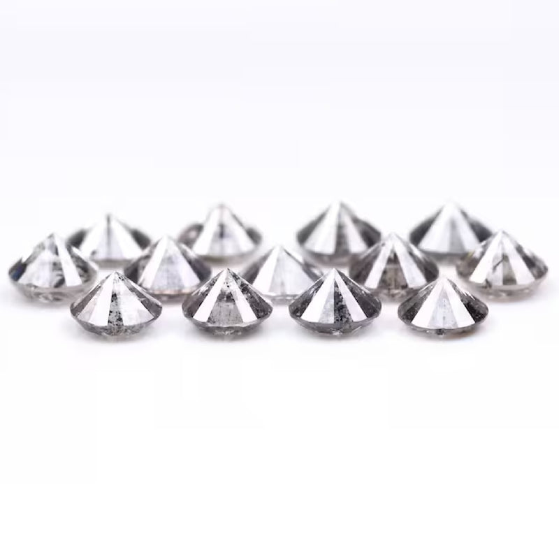 3.6 To 4.0 MM - Salt And Pepper Round Brilliant Cut Diamond - Minimal Carbon