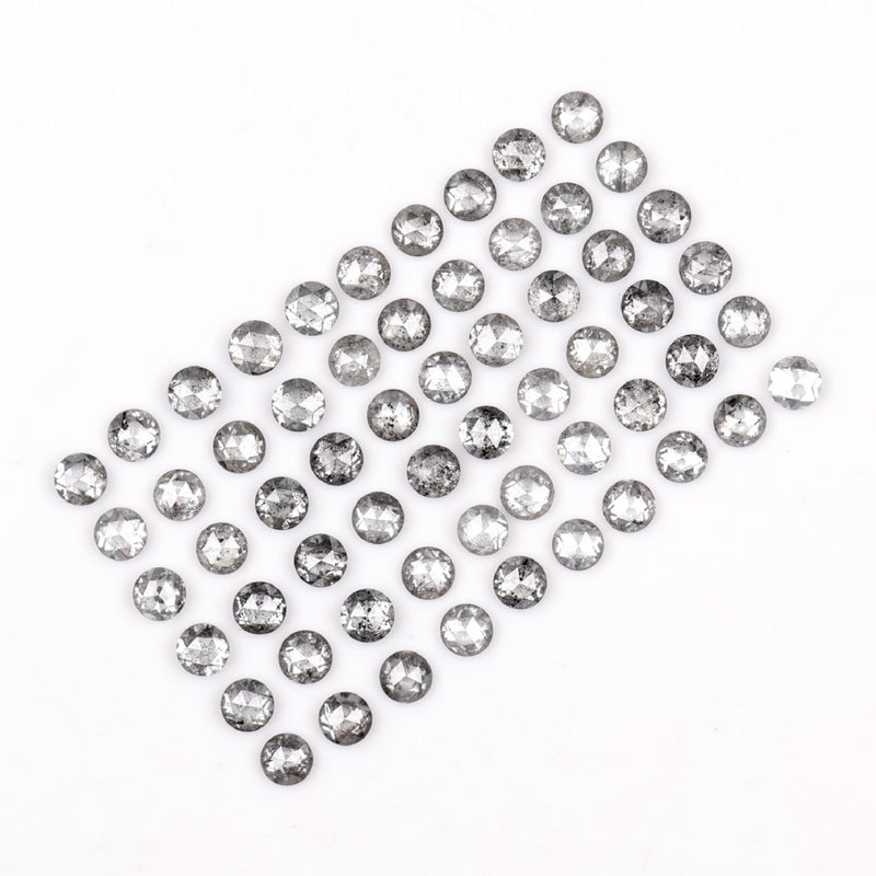 1 CT - 2.0 MM - Salt And Pepper Round Rose Cut Diamond - Minimal Carbon