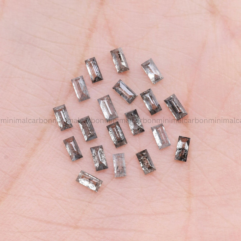 0.98 CT, 3.0 X 1.5 MM Salt And Pepper Baguette Cut Diamond
