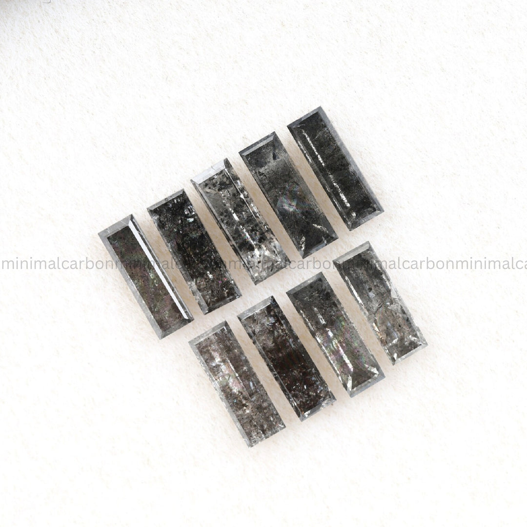 1.82 CT, 6.0 X 2.0 MM Salt And Pepper Baguette Cut Diamond