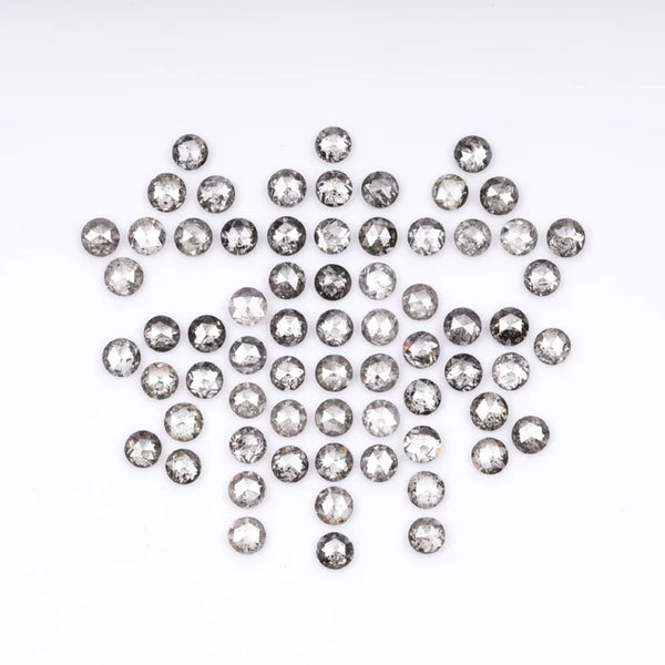 1 CT - 1.5 MM - Salt And Pepper Round Rose Cut Diamond - Minimal Carbon