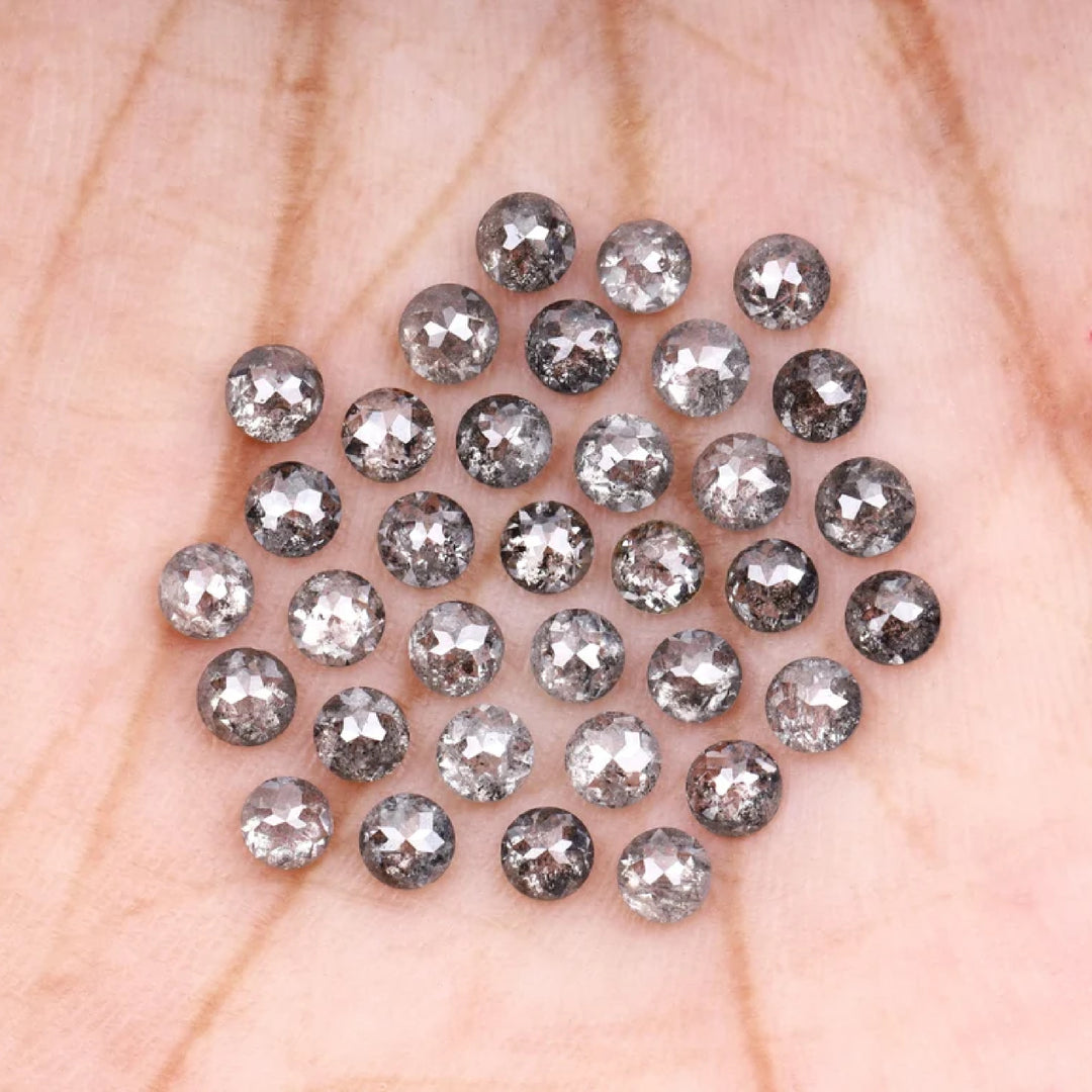1 CT - 1.5 MM - Salt And Pepper Tambuli cut Round Rose Cut Diamond