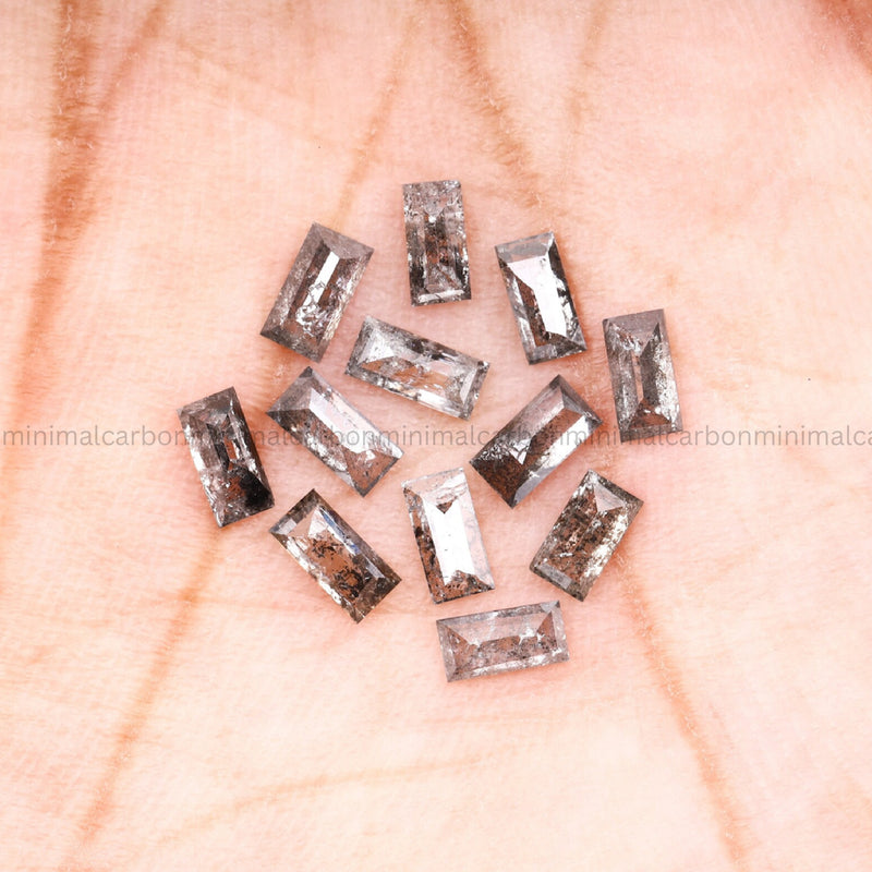 1.32 CT, 4.0 X 2.0 MM, Salt And Pepper Baguette Cut Diamond