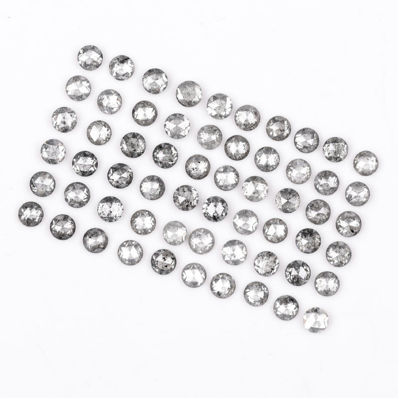 1 CT - 2.0 MM - Salt And Pepper Round Rose Cut Diamond - Minimal Carbon