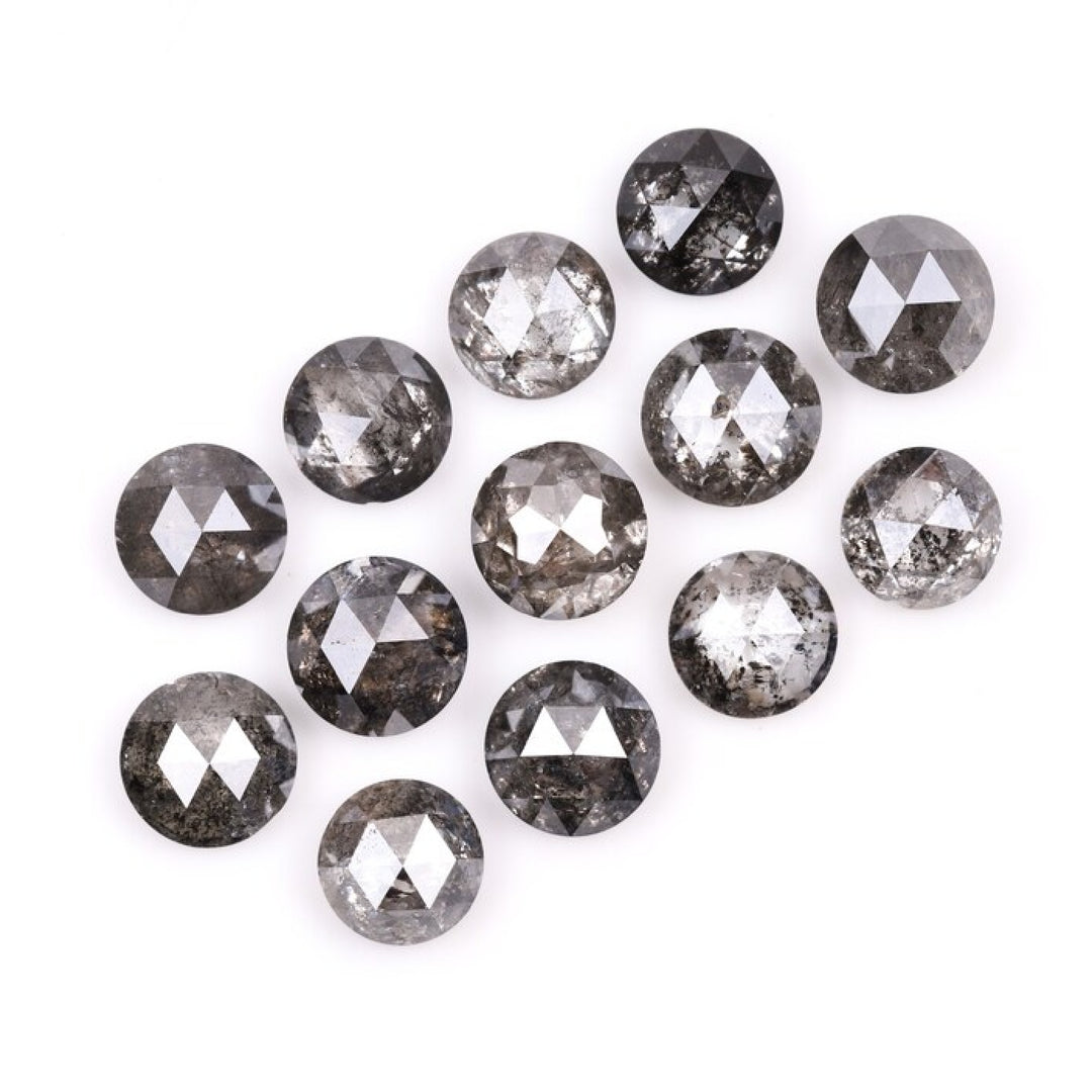 1 CT - 4.0 MM - Salt And Pepper Round Rose Cut Diamond - Minimal Carbon