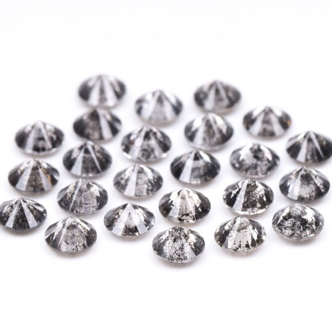 1.6 To 2.0 MM - Salt And Pepper Round Brilliant Cut Diamond - Minimal Carbon