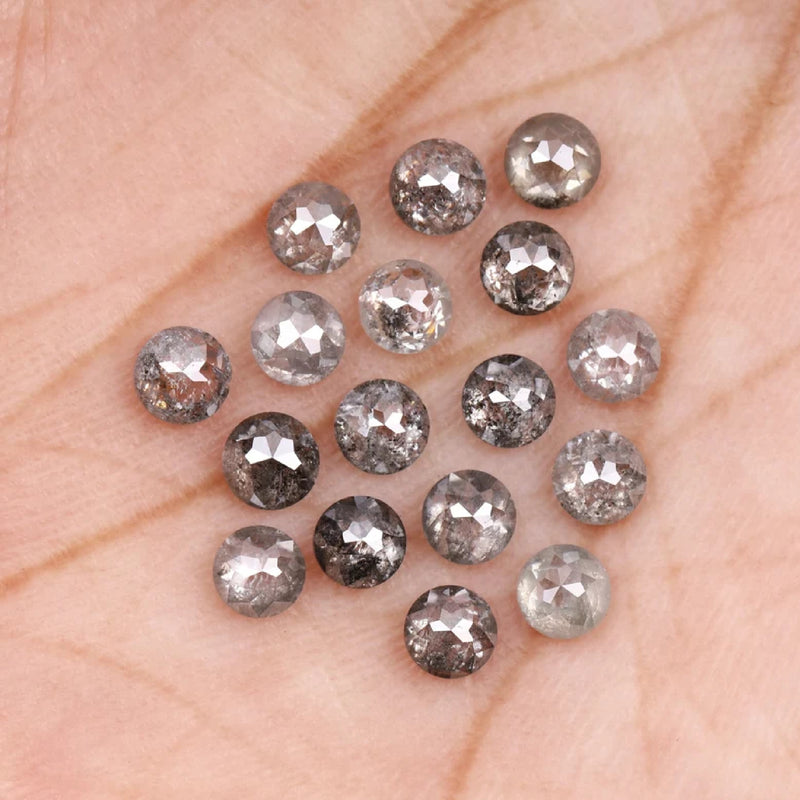 1 CT - 2.5 MM - Salt And Pepper Tambuli cut Round Rose Cut Diamond