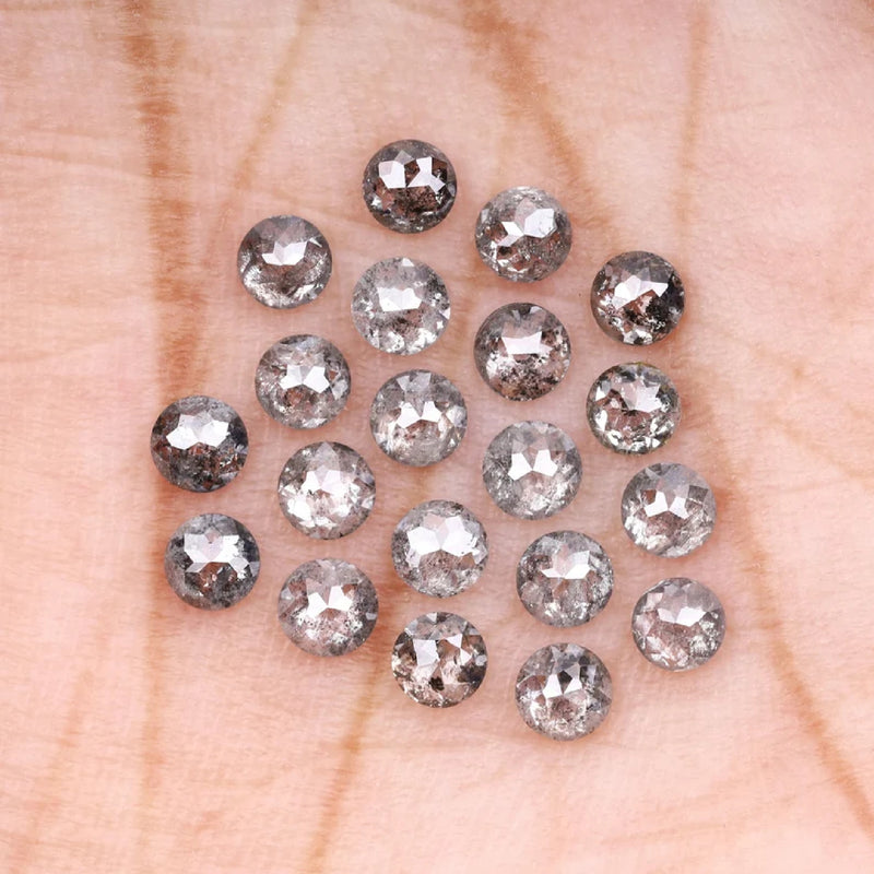 1 CT - 3.5 MM - Salt And Pepper Tambuli cut Round Rose Cut Diamond