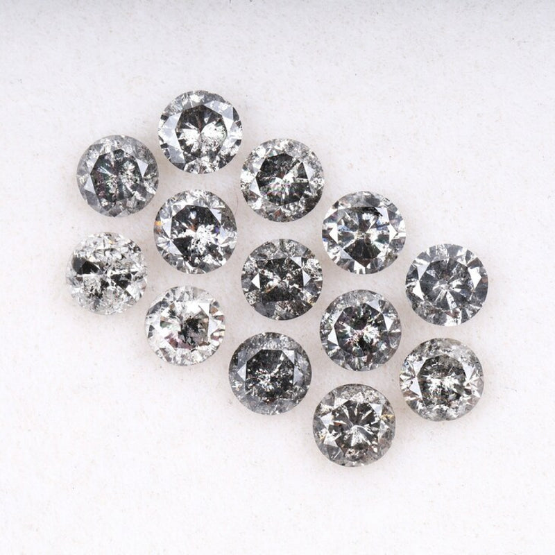 3.6 To 4.0 MM - Salt And Pepper Round Brilliant Cut Diamond - Minimal Carbon