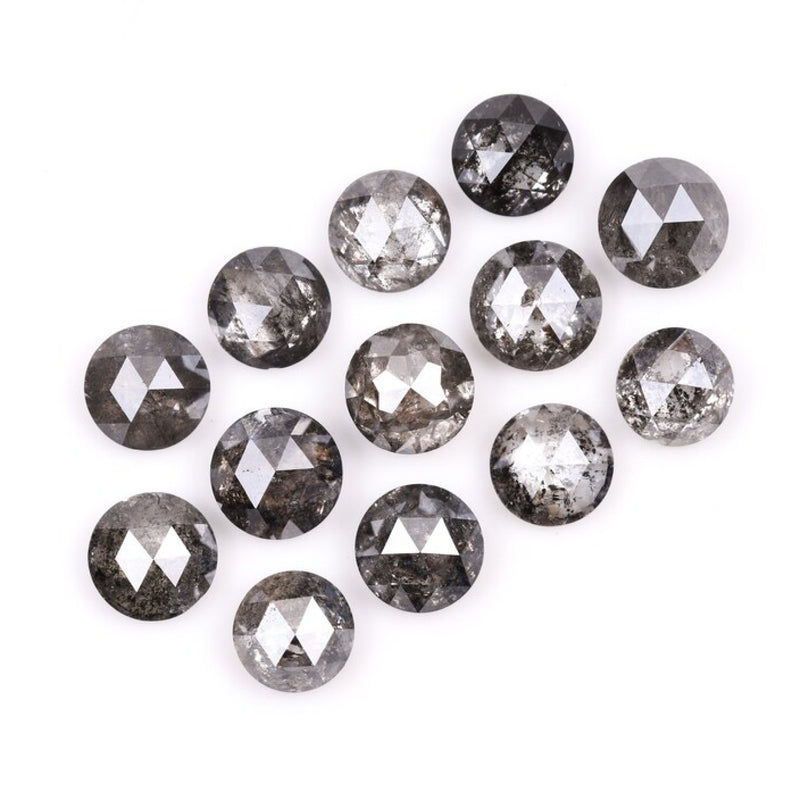 1 CT - 4.0 MM - Salt And Pepper Round Rose Cut Diamond - Minimal Carbon