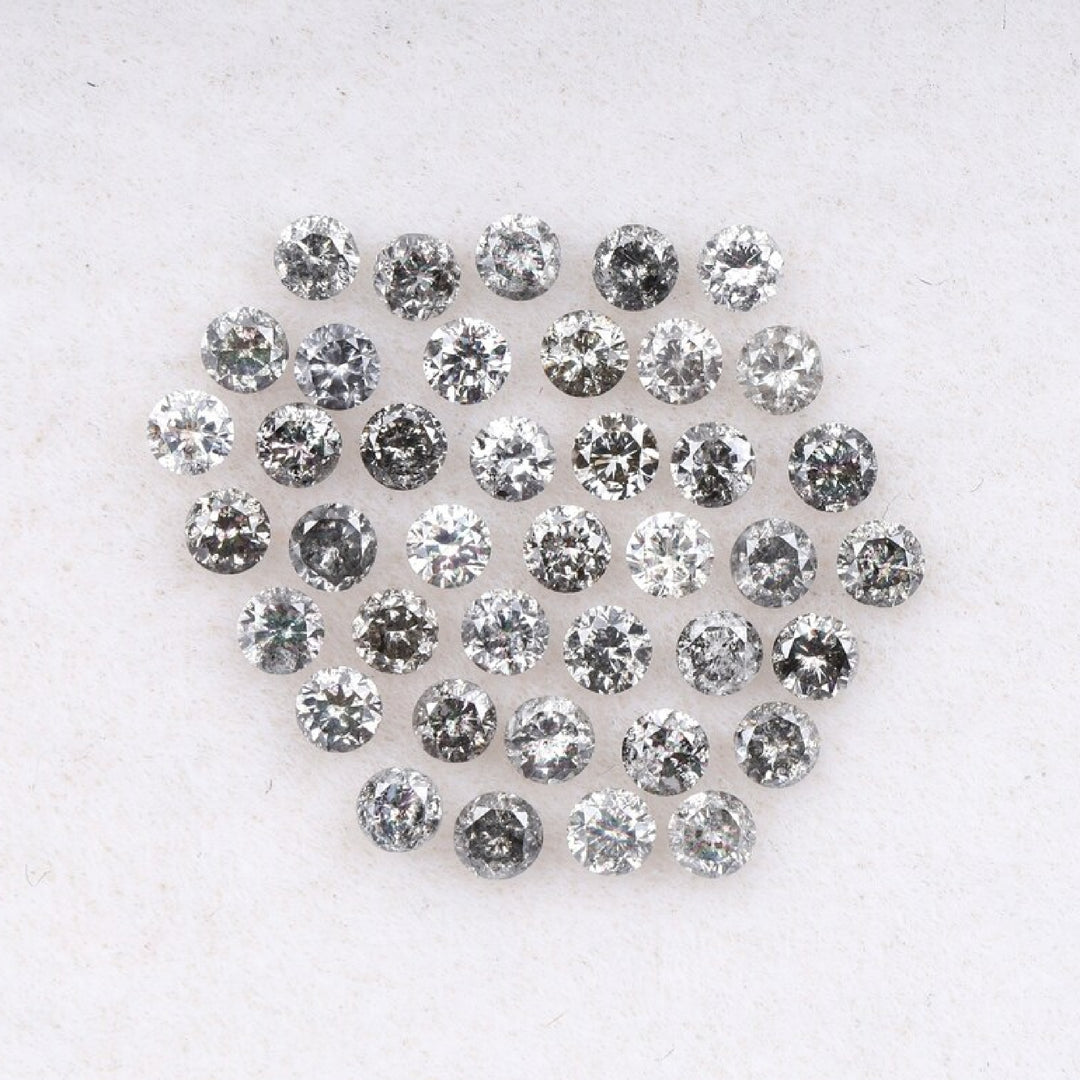 1.1 To 1.5 MM - Salt And Pepper Round Brilliant Cut Diamond - Minimal Carbon