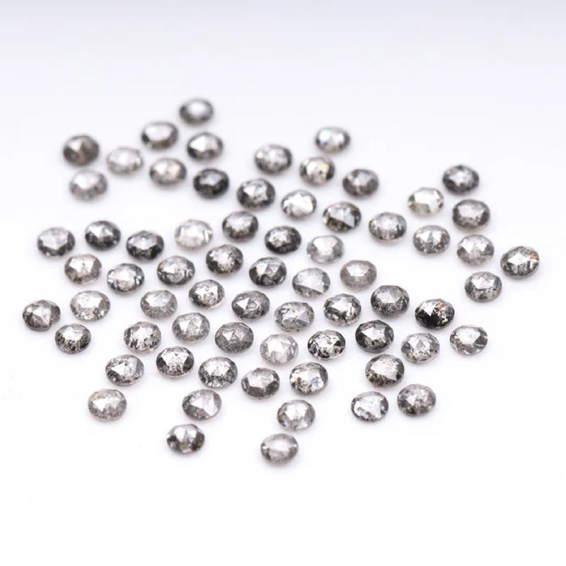 1 CT - 1.5 MM - Salt And Pepper Round Rose Cut Diamond - Minimal Carbon