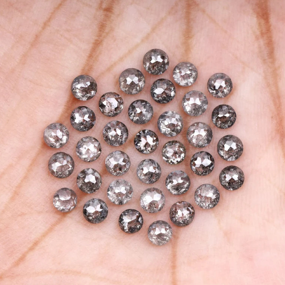1 CT - 1.5 MM - Salt And Pepper Tambuli cut Round Rose Cut Diamond