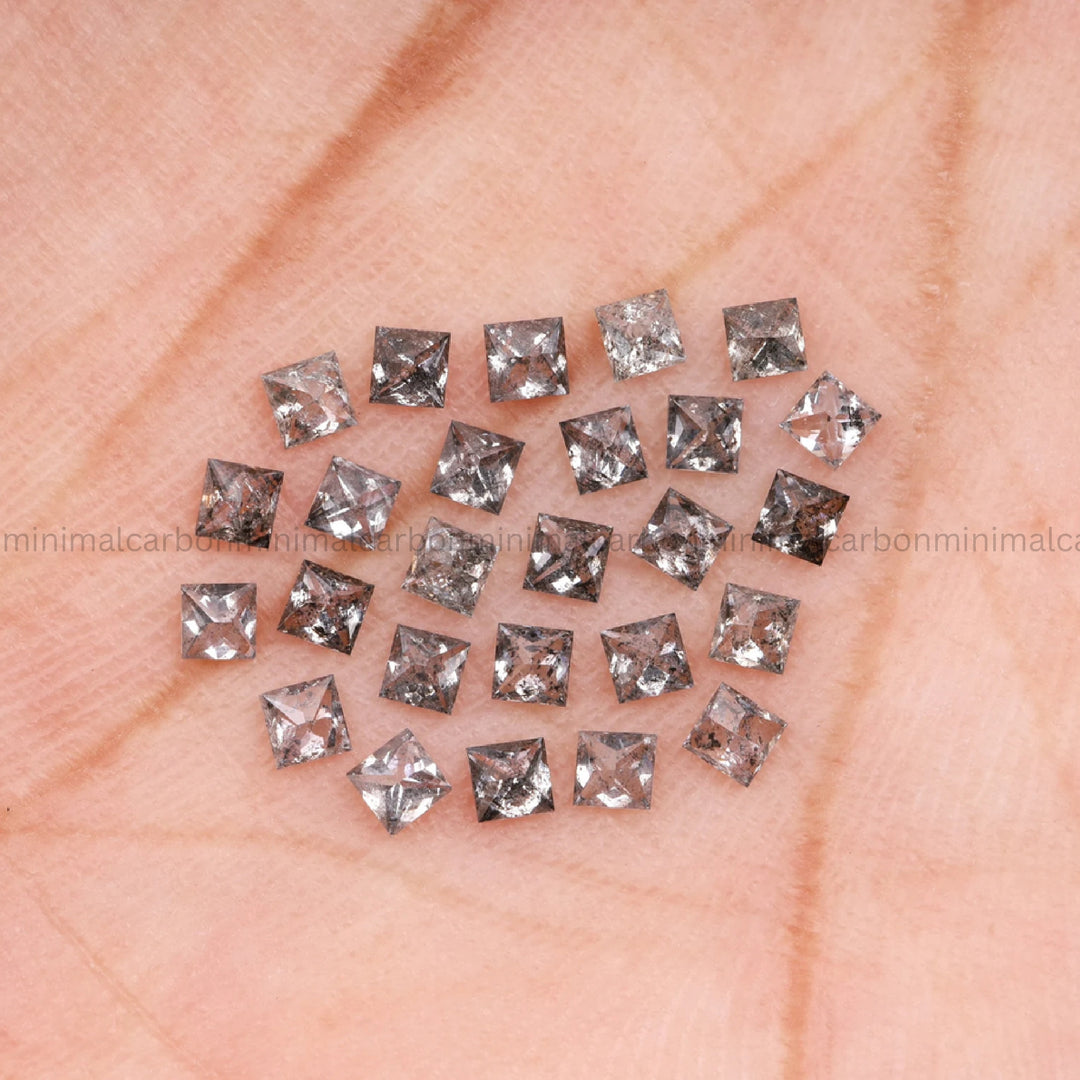 Salt And Pepper Princess Cut Diamond