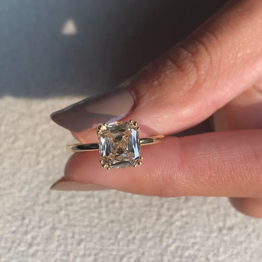 cushion cut champagne ring