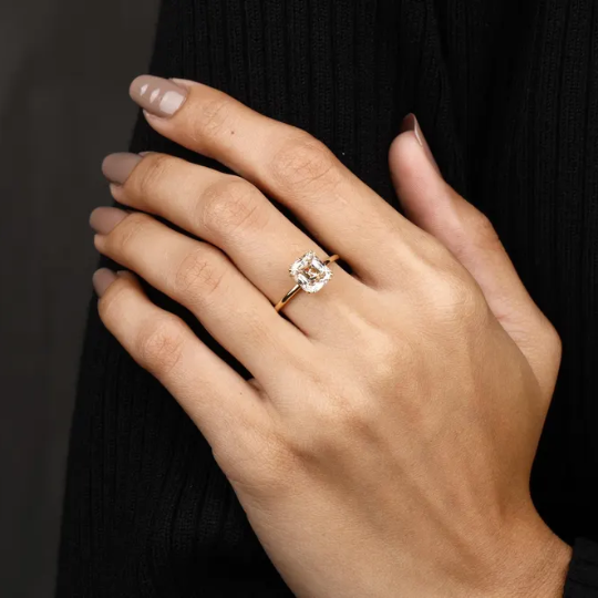 cushion cut champagne ring