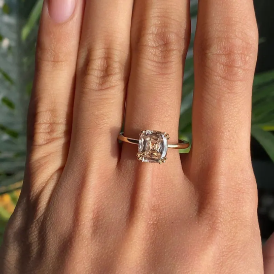 cushion cut champagne ring