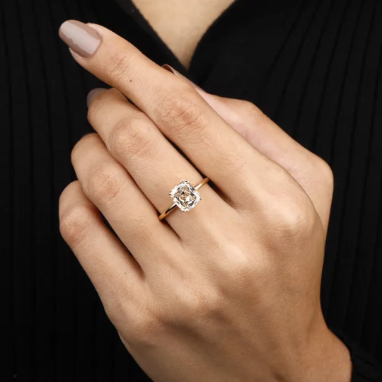 cushion cut champagne ring