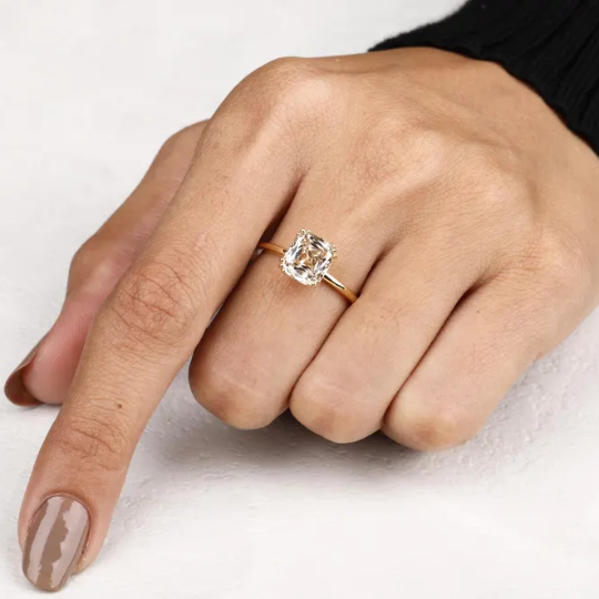 cushion cut champagne ring