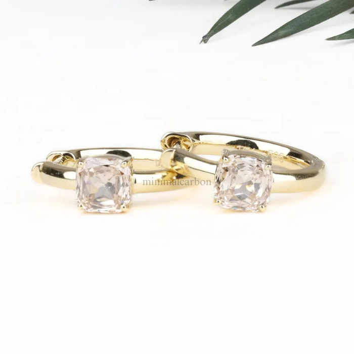 Cushion Cut Lab Grown Diamond Huggie Hoop Earrings