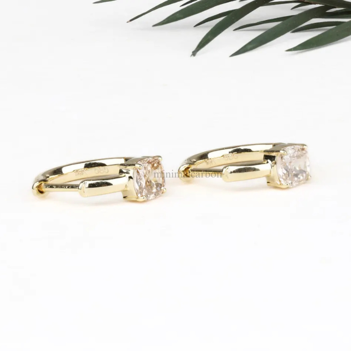 Cushion Cut Lab Grown Diamond Huggie Hoop Earrings