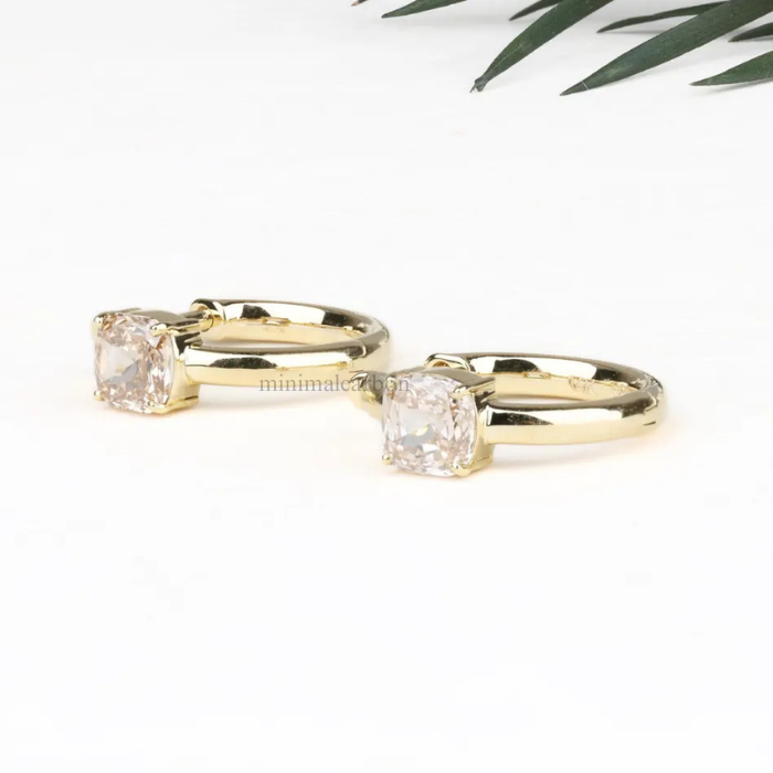 Cushion Cut Lab Grown Diamond Huggie Hoop Earrings