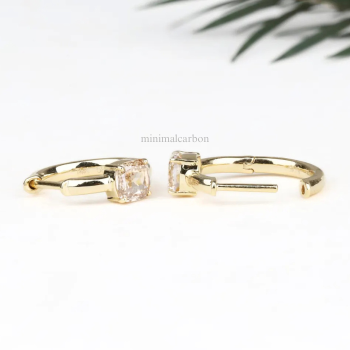 Cushion Cut Lab Grown Diamond Huggie Hoop Earrings