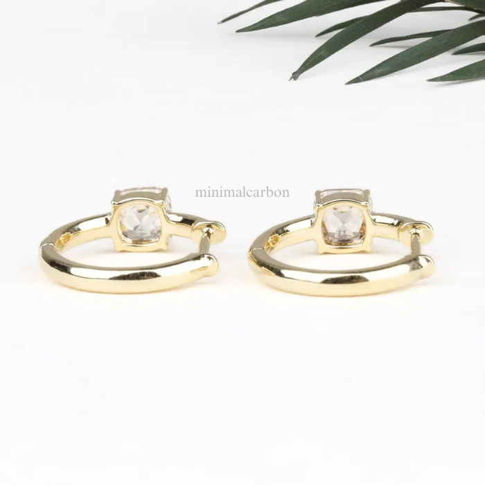 Cushion Cut Lab Grown Diamond Huggie Hoop Earrings