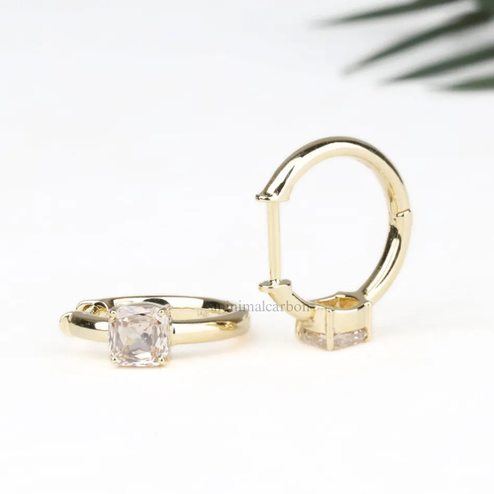 Cushion Cut Lab Grown Diamond Huggie Hoop Earrings
