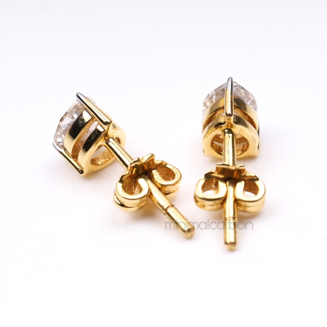 Pear Stud Earrings Pair - Minimal Carbon