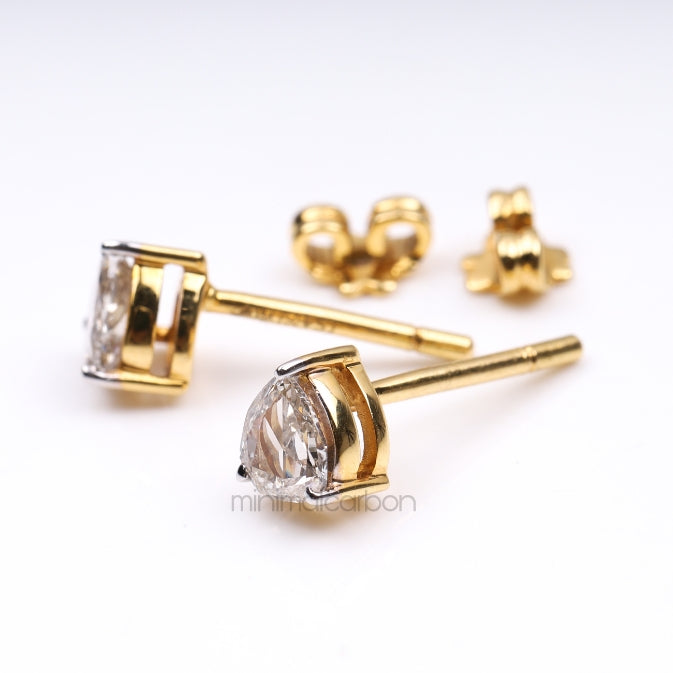 Pear Stud Earrings Pair - Minimal Carbon