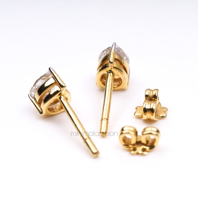 Pear Stud Earrings Pair - Minimal Carbon