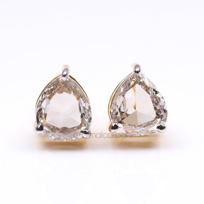 Pear Stud Earrings Pair - Minimal Carbon