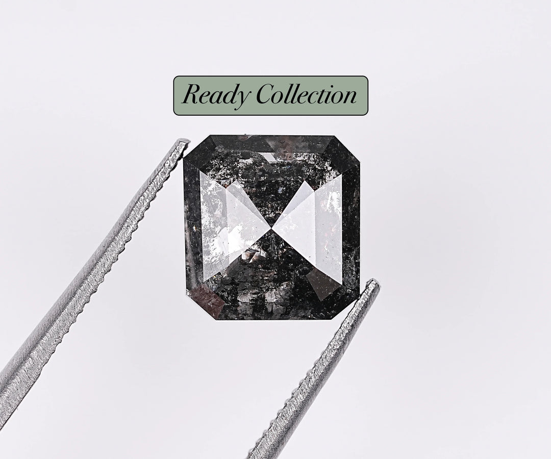 2.46 CT Emerald Shape Natural Salt & Pepper Diamond Loose