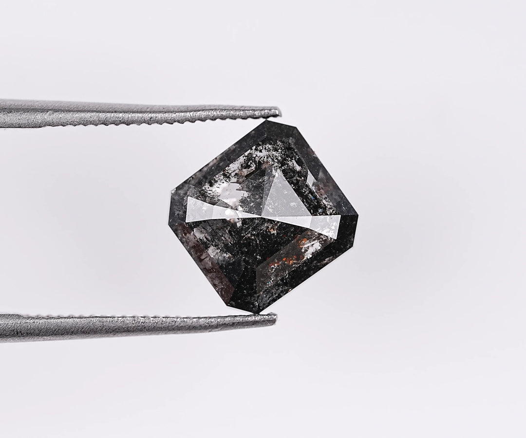 2.46 CT Emerald Shape Natural Salt & Pepper Diamond Loose