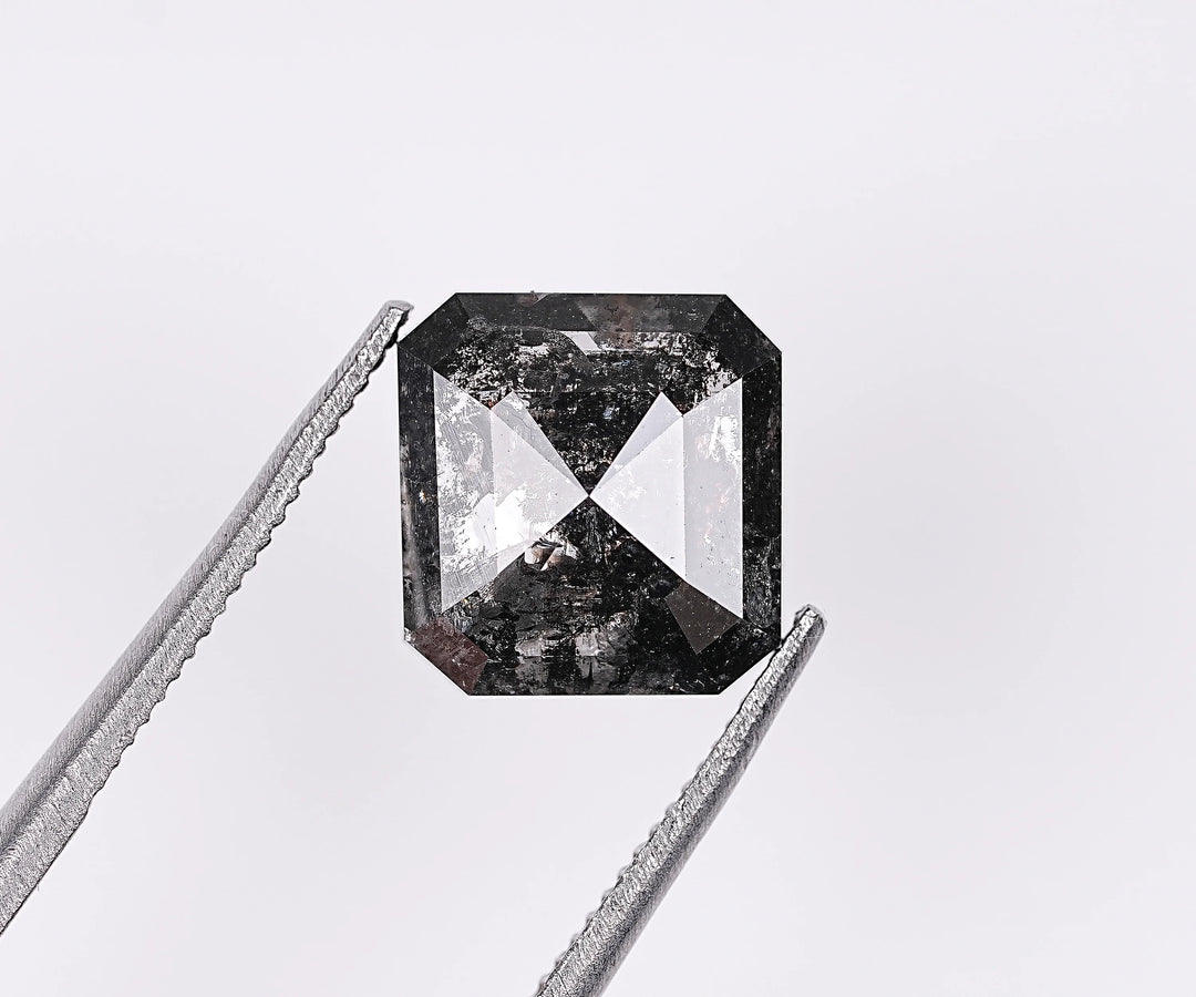 2.46 CT Emerald Shape Natural Salt & Pepper Diamond Loose
