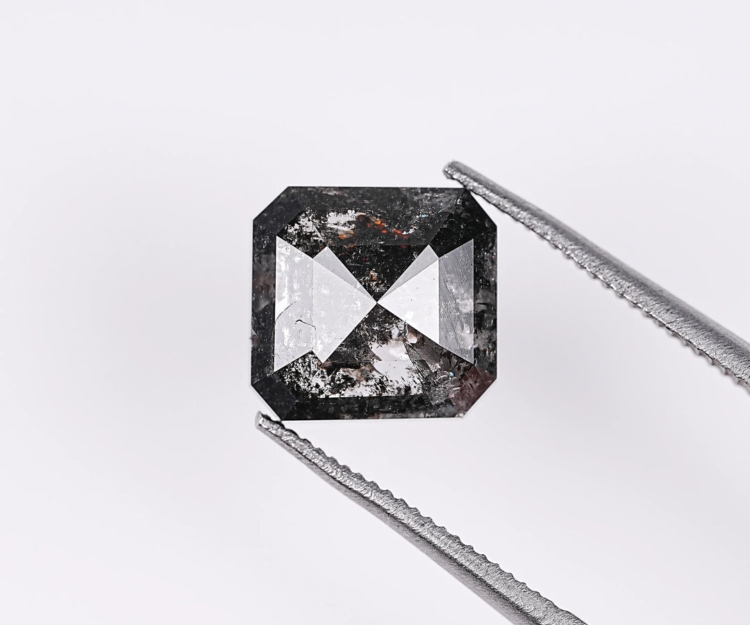 2.46 CT Emerald Shape Natural Salt & Pepper Diamond Loose