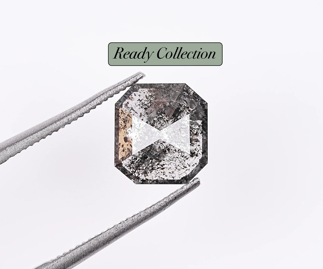 1.43 CT, Emerald Cut Natural Salt & Pepper Diamond Loose