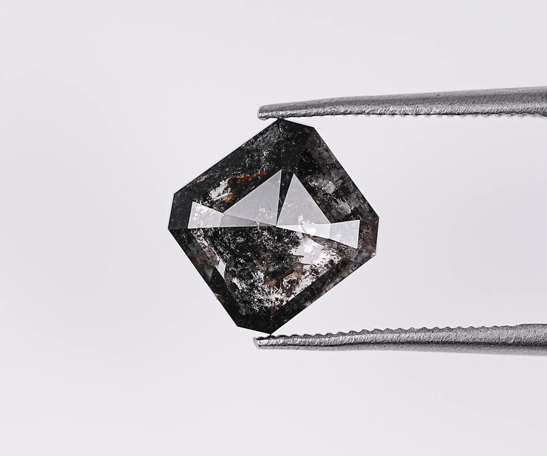 2.46 CT Emerald Shape Natural Salt & Pepper Diamond Loose