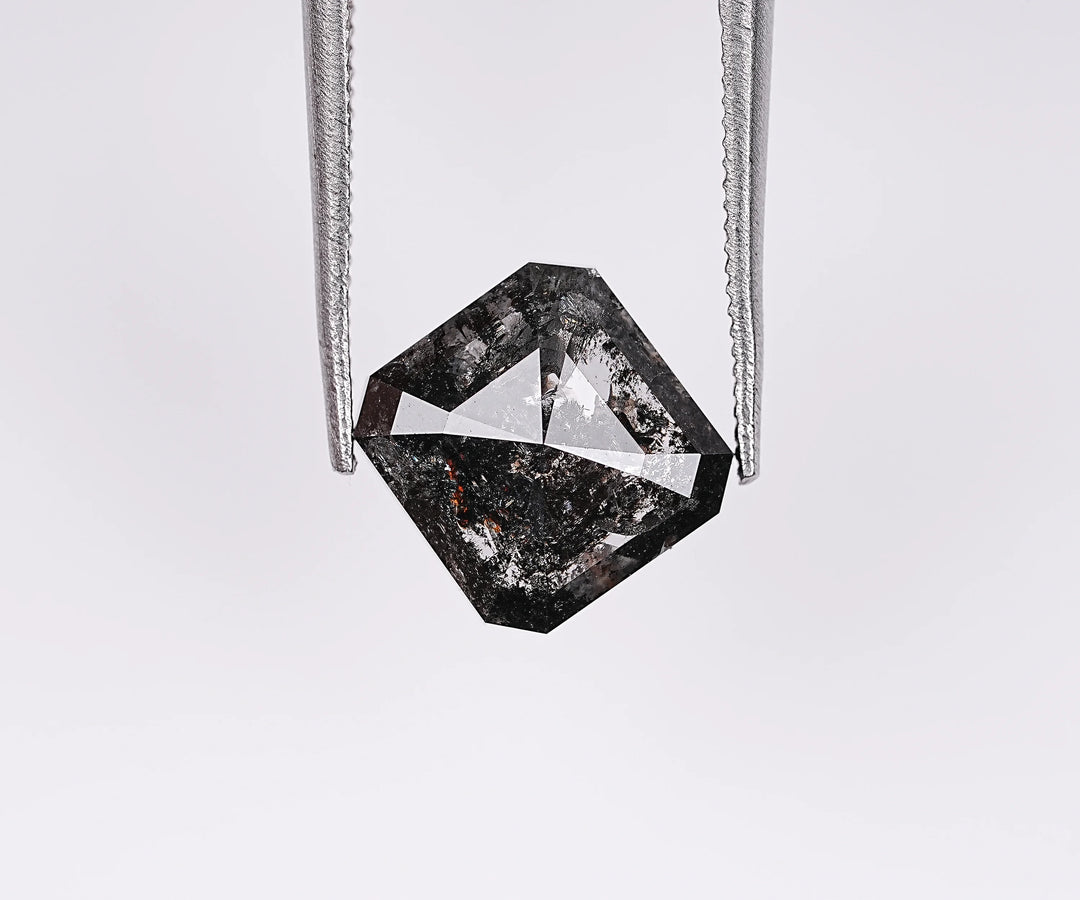 2.46 CT Emerald Shape Natural Salt & Pepper Diamond Loose