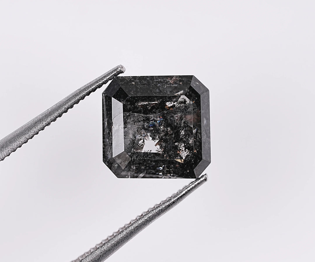 2.46 CT Emerald Shape Natural Salt & Pepper Diamond Loose