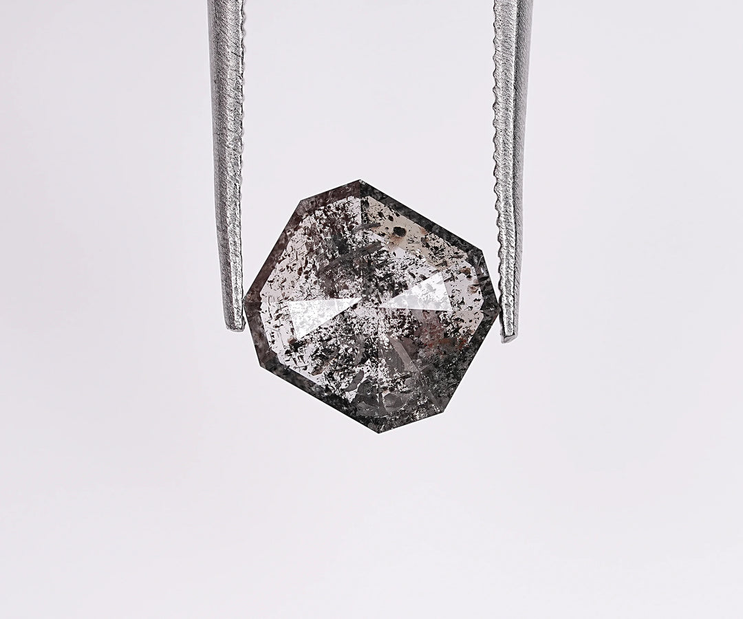 1.43 CT, Emerald Cut Natural Salt & Pepper Diamond Loose