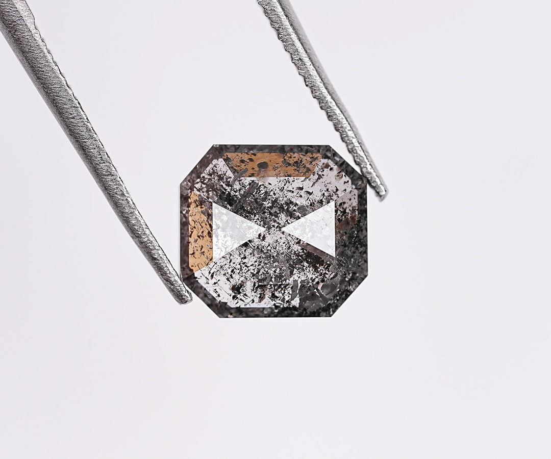 1.43 CT, Emerald Cut Natural Salt & Pepper Diamond Loose