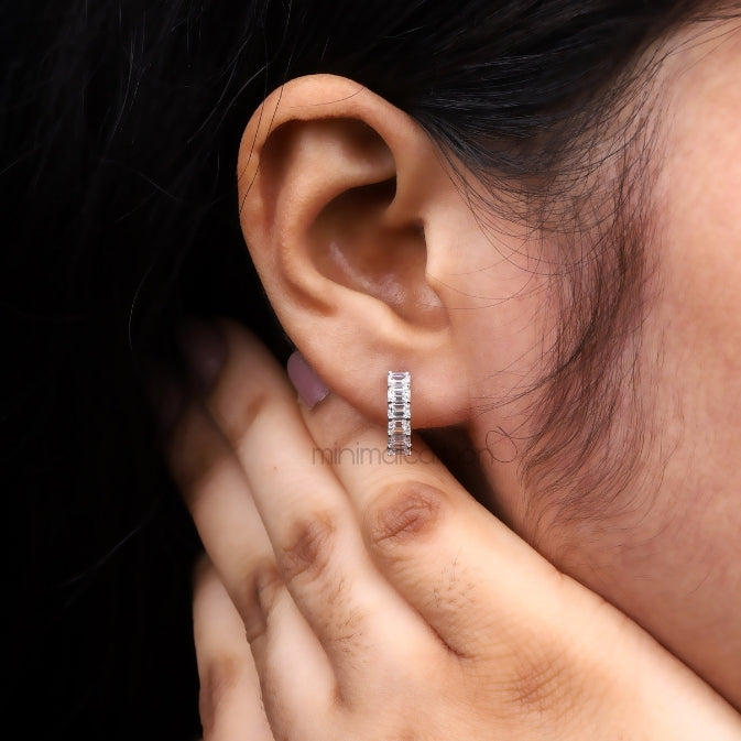Diamond Hoop Earrings - Minimal Carbon