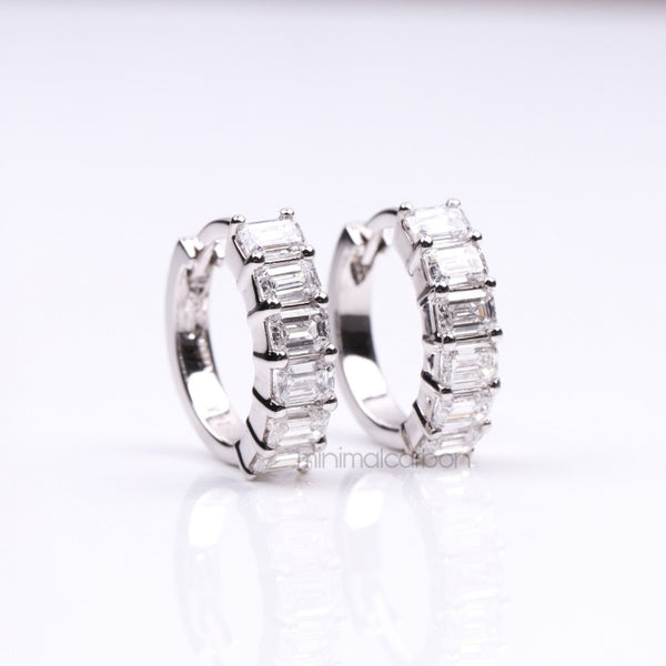 Diamond Hoop Earrings - Minimal Carbon